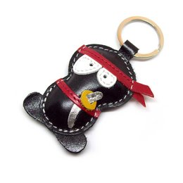 Handmade Black Ninja Leather Keychain