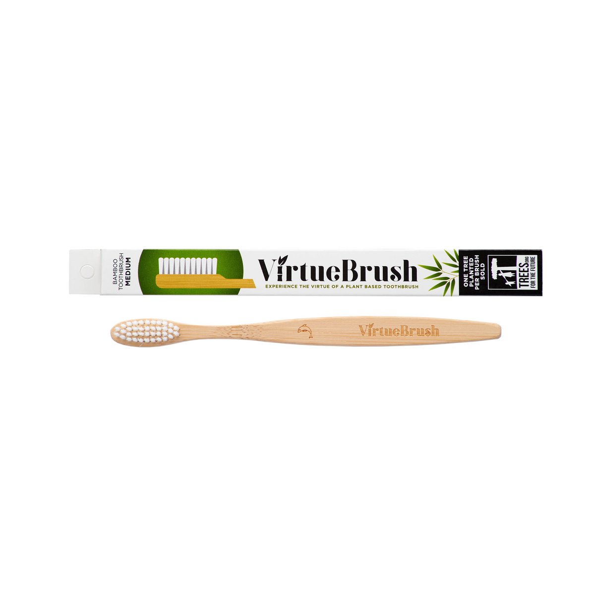 Brosse à dents en bambou blanc plat adulte