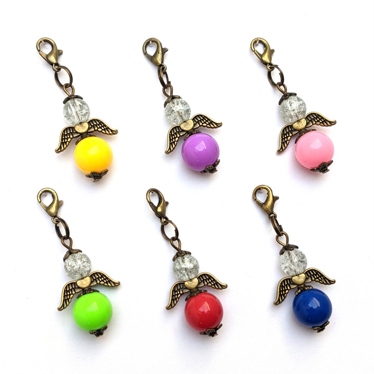 Guardian angel "Alma" keychain, 6-series set, bronze color