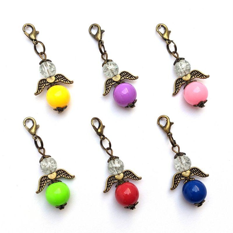 Guardian angel "Alma" keychain, 6-series set, bronze color