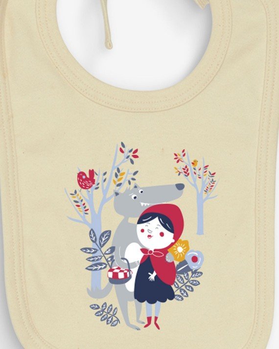 Natuurlijke slabbetje Red Riding Hood 100% biologisch katoen gecertificeerd OEKO-TEX