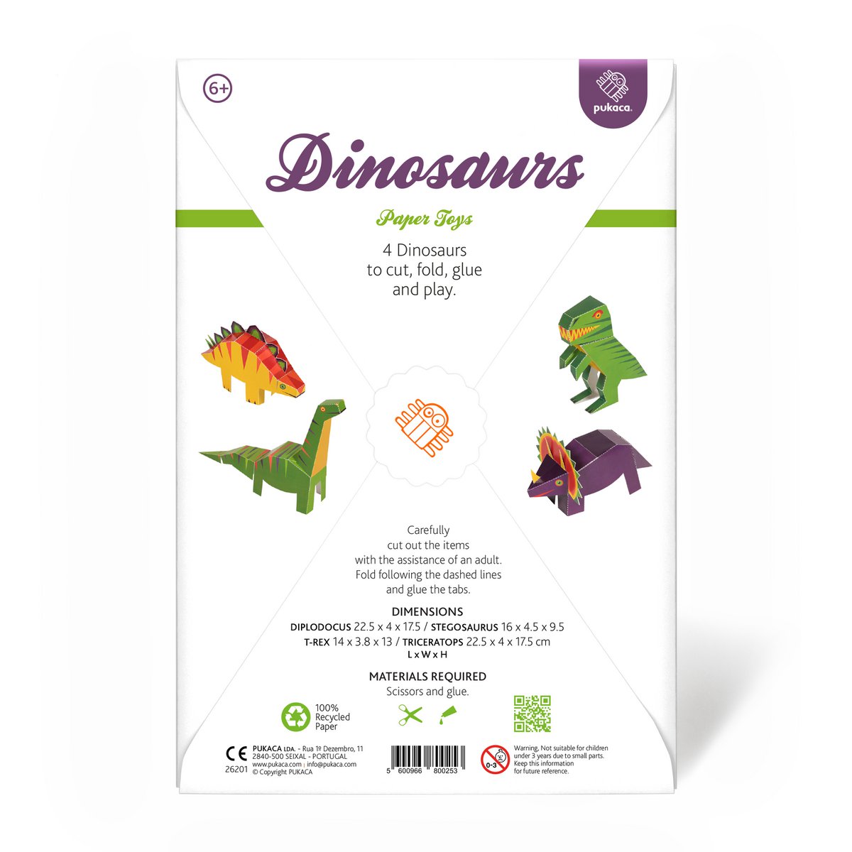 Jouets en papier dinosaures