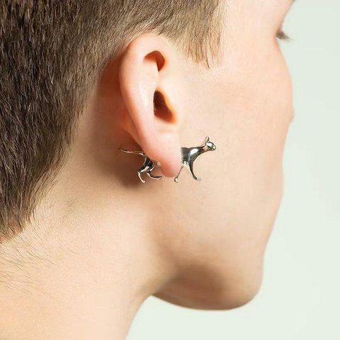 Whimsical Cat & Dog Front Back Earring
