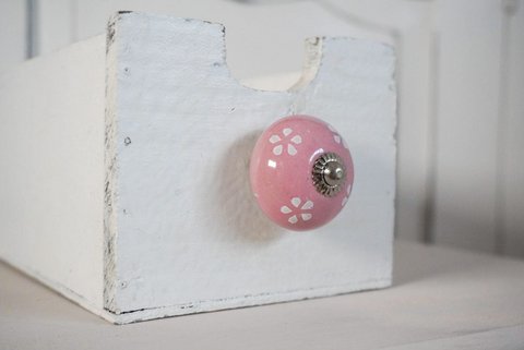 Roze meubelknop met natuurlijke rozen 4 cm Isabelle Rose