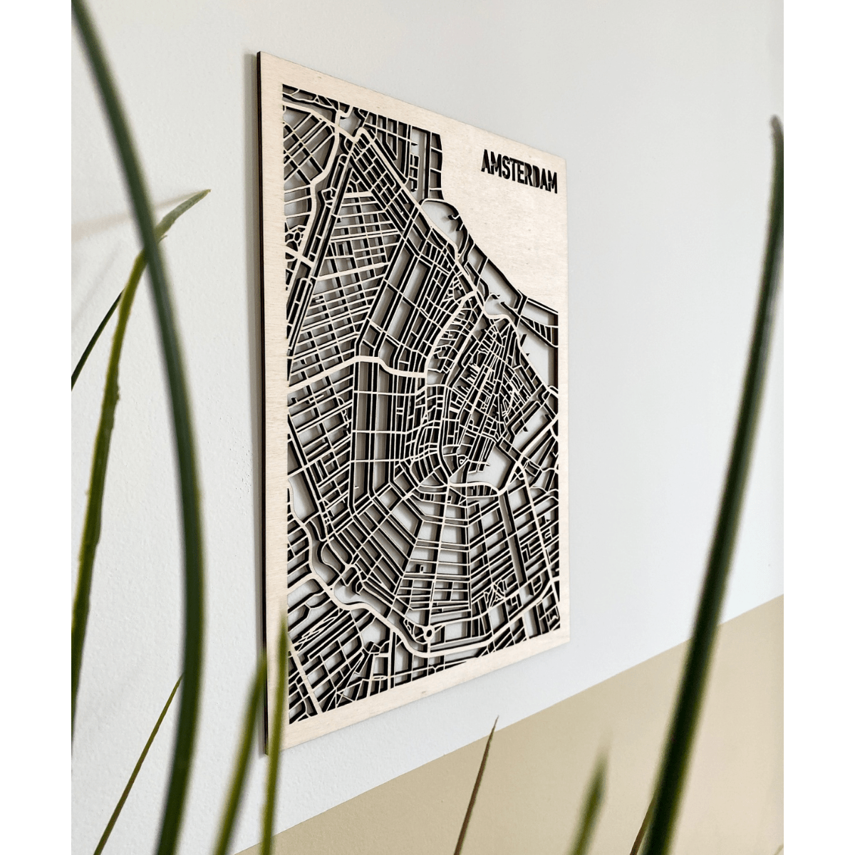 Mapa de la ciudad de madera de Ámsterdam