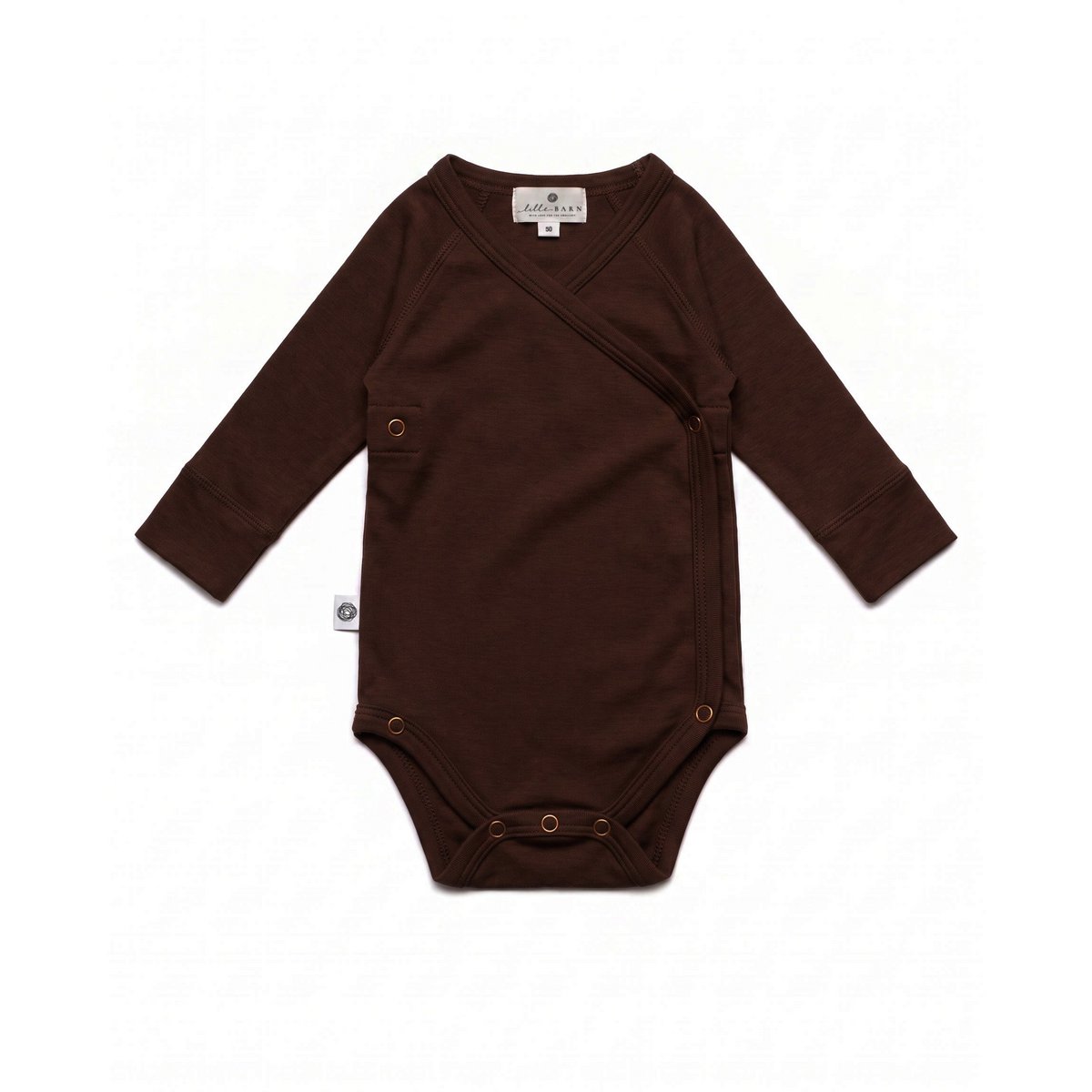 Woolen Wrap romper long sleeves - Merino wool - Chocolate fondant