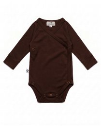 Woolen Wrap romper long sleeves - Merino wool - Chocolate fondant