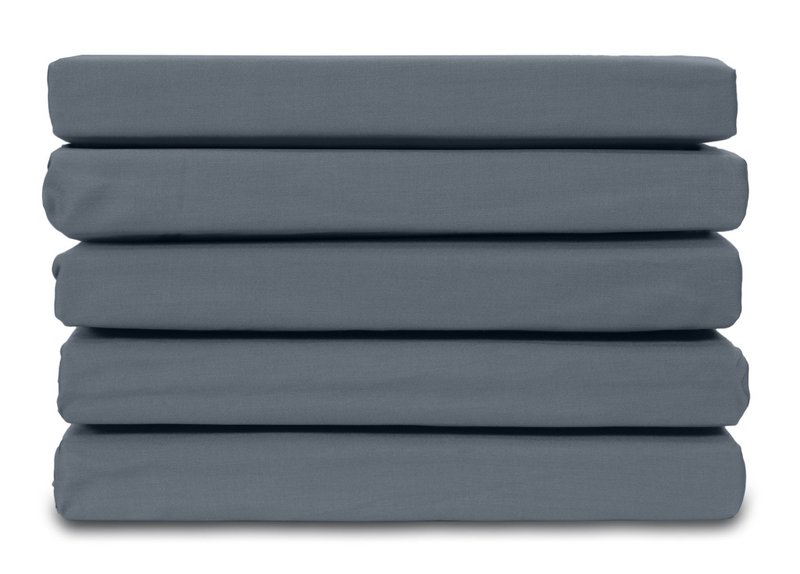 100% Bomuld Satin Fitting Sheet - Mørkeblå