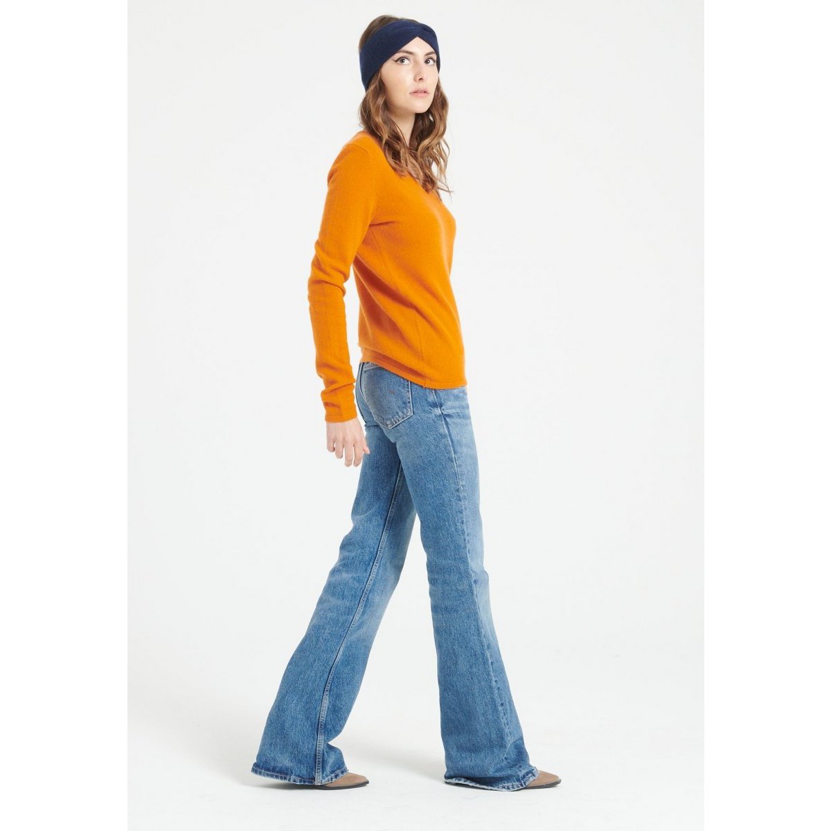 LILLY 2 Maglia scollo a V in cashmere arancione zucca