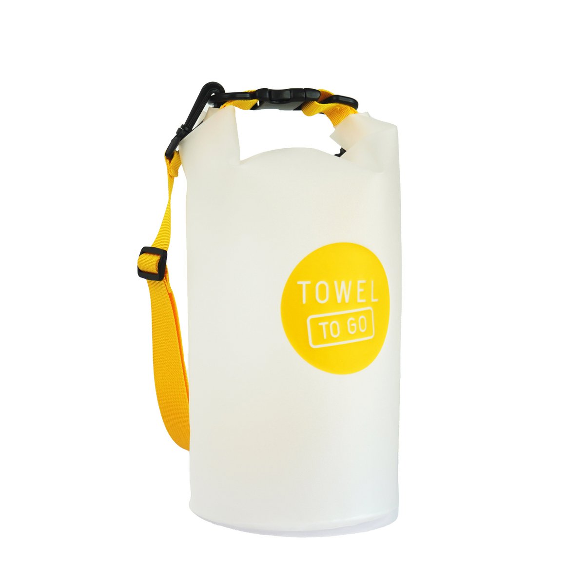 TOWEL TO GO Roll N Go Dry Bag 5L | Wasserdichte transparente Strand-Pool-Surftasche | Gelb