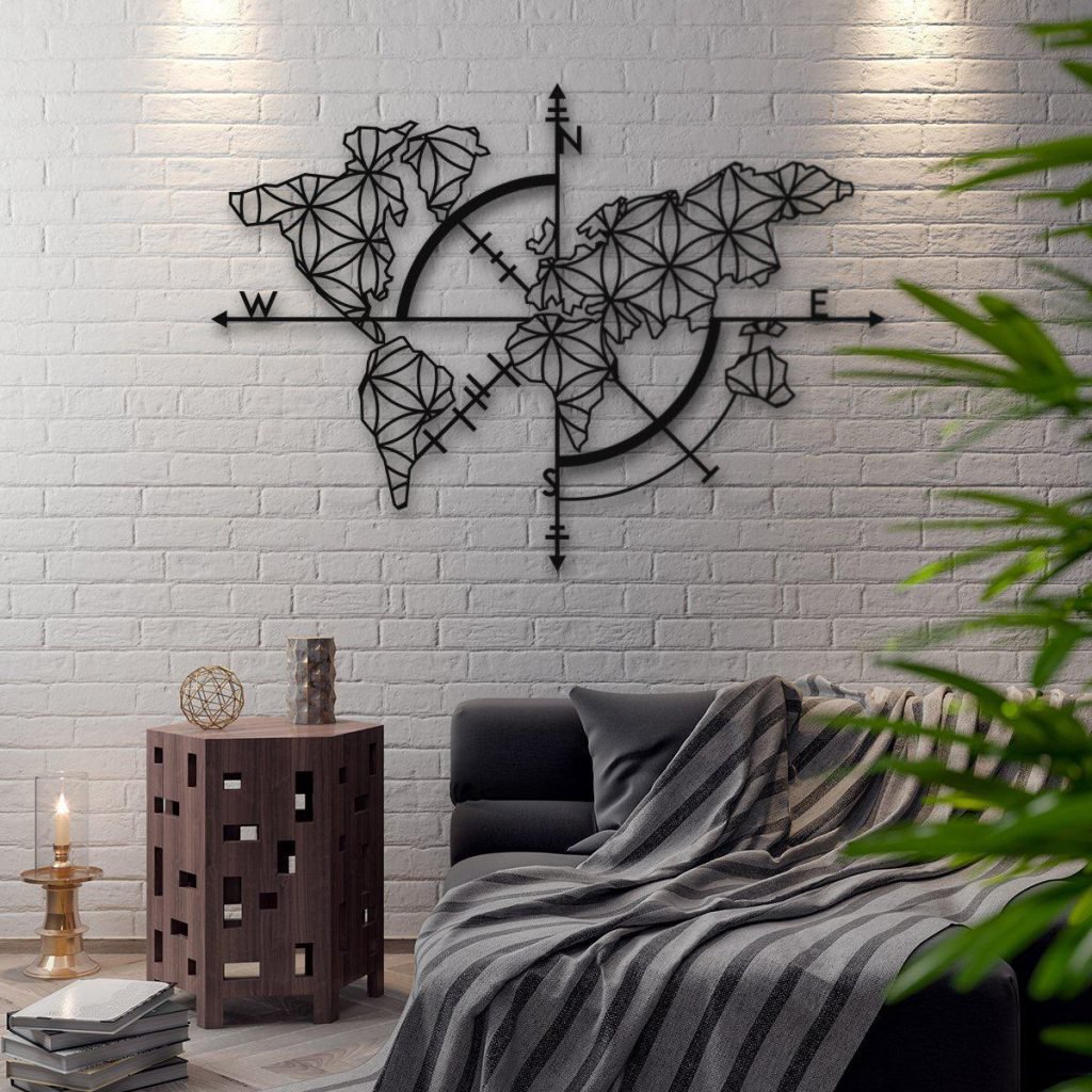 Weltkarte 1 – Wanddekoration aus Metall
