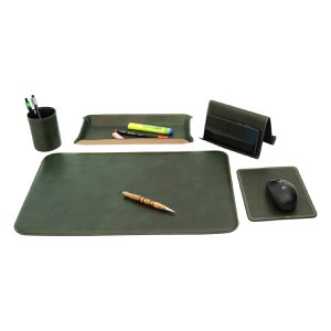 Leder-Schreibtischset – 5-teilig, grün