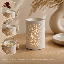 Soft Heat Diffuser – Calorya n°5 – Scented Waxes, Scents and Essential Oils – in Openwork Ceramic – Gift and Decoration Idea