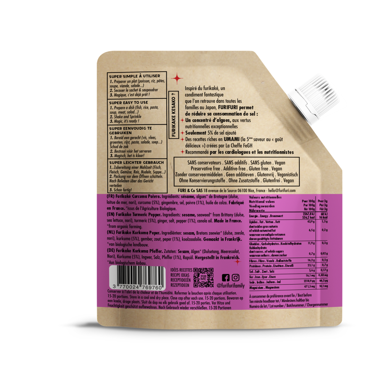 Furikake Turmeric and Pepper - Sesame and seaweed condiment - 45g