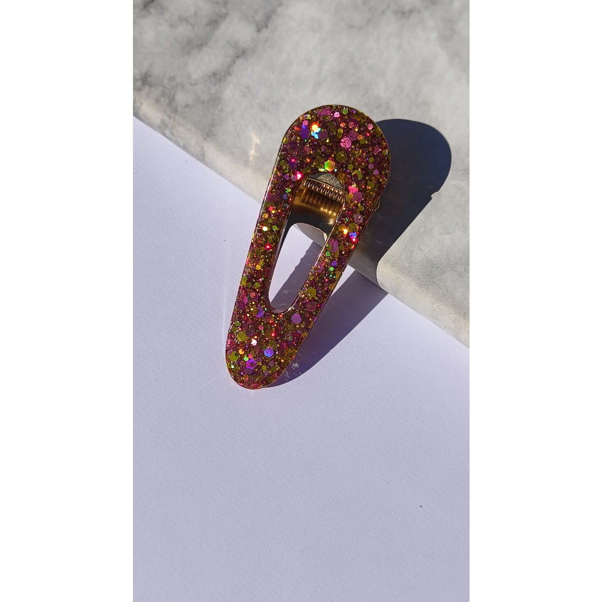 ⋒ pacchetto di clip per capelli in resina - Fuoco glitter (8 articoli) ⋒