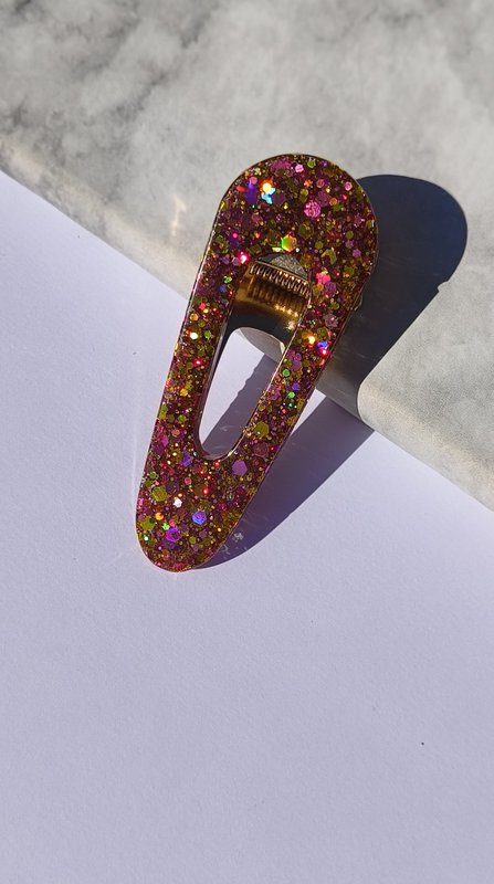 ⋒ pacchetto di clip per capelli in resina - Fuoco glitter (8 articoli) ⋒