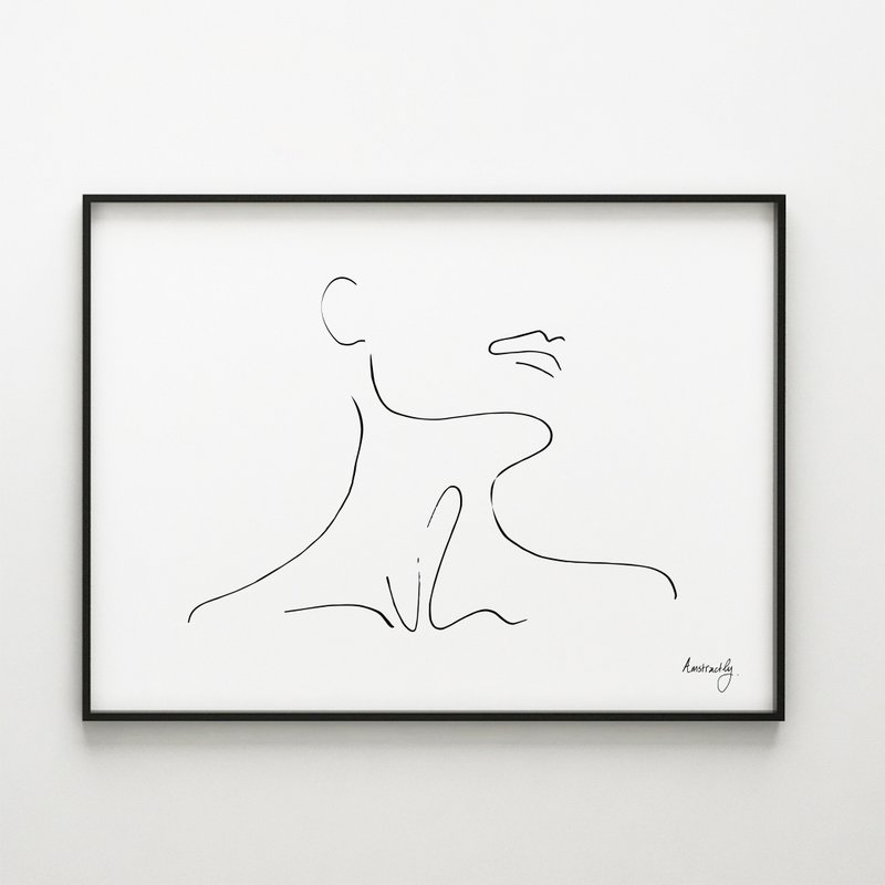 Berühren Sie mich - Frauenskulptur-Linienkunstdruck
