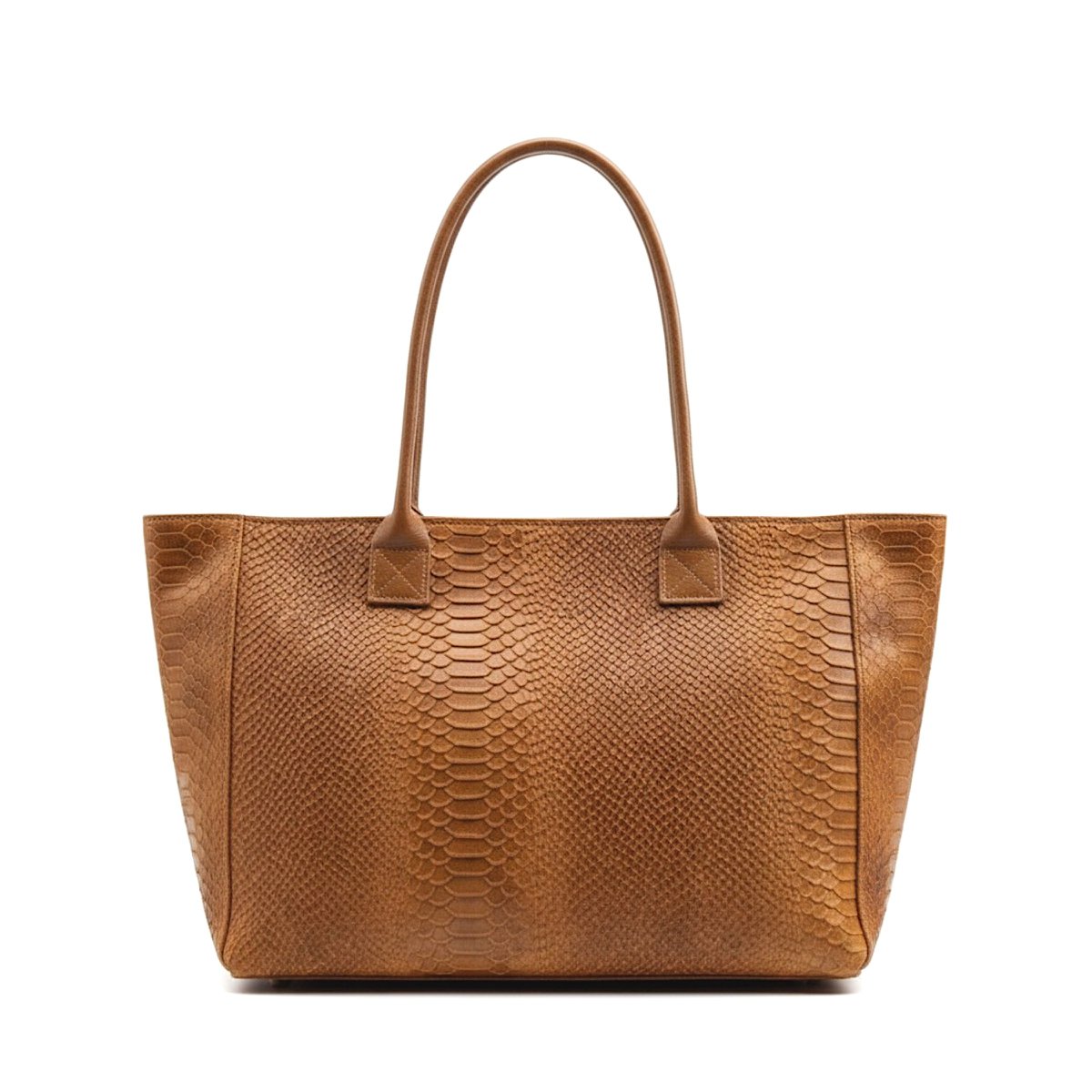LOLA – Italian python embossed leather bag – Camel