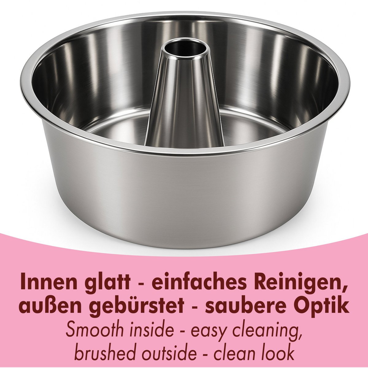 Stainless steel gugelhupf and angel cake mold 26 cm