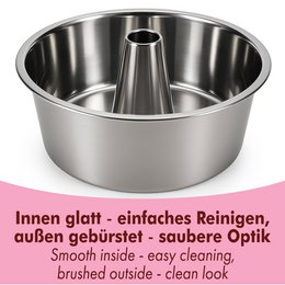 Stainless steel gugelhupf and angel cake mold 26 cm