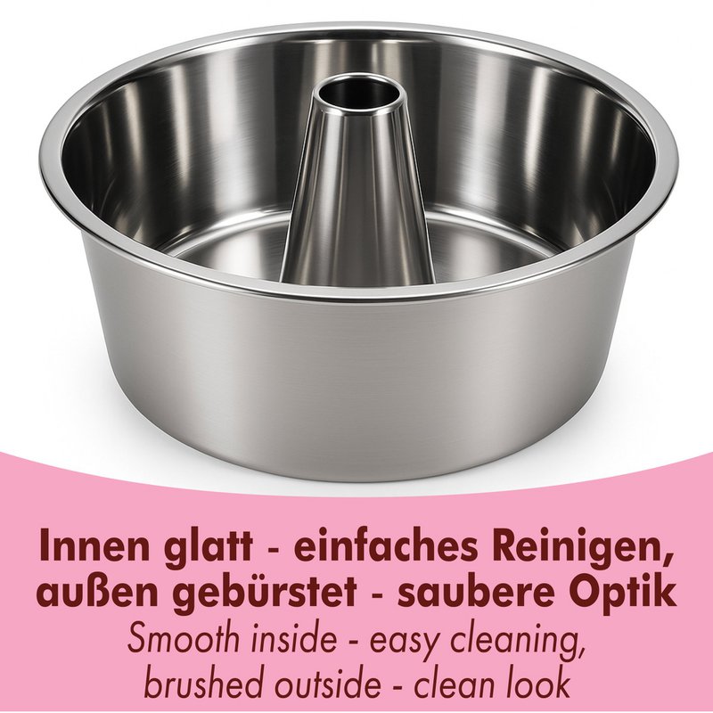 Stainless steel gugelhupf and angel cake mold 26 cm