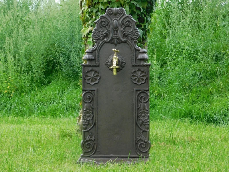 Elegante fontein – met messing kraan – aluminium – donkerbruin