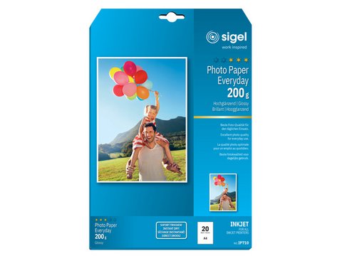 Inkjetfotopapier Sigel A4 Everyday+ 200grs wit 20 vel hoogglans