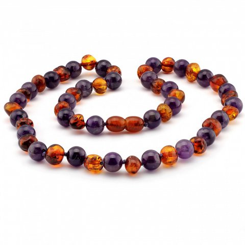 Barokke Baltic Amber & Amethyst ketting 6