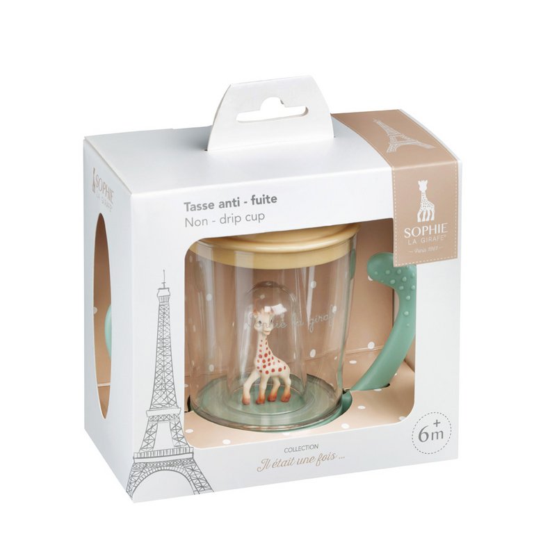 Sophie the giraffe leak-proof cup with mascot in white gift box