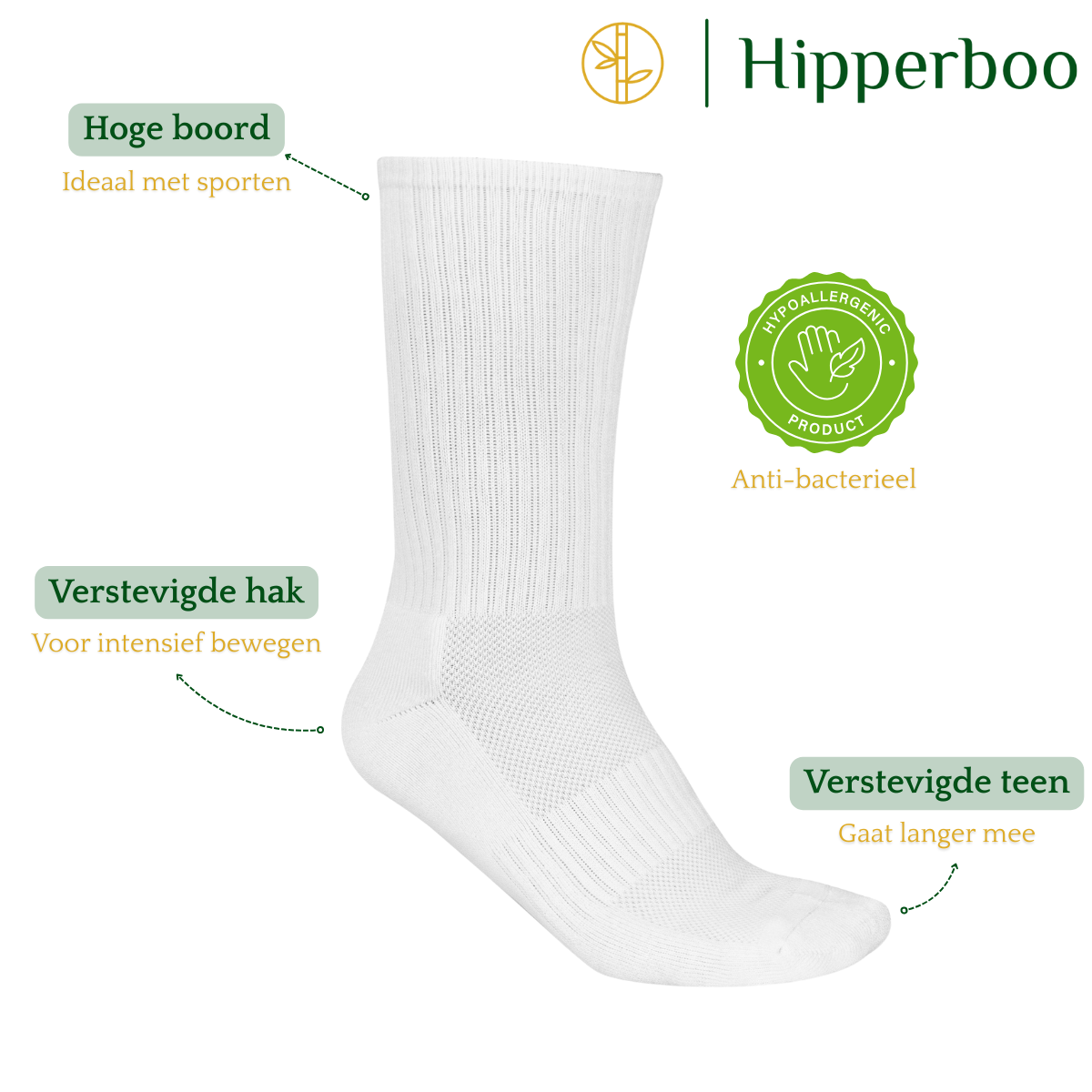 Hipperboo® 3 oder 6 Paar Bambus-Sportsocken | Tennissocken | Laufsocken | Nahtlos | Schwarz oder Weiß | Mehrere Größen