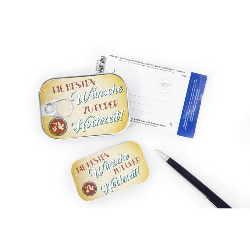 Courrier en conserve "Meilleurs voeux pour votre mariage!"