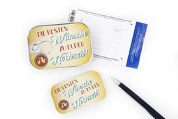 Courrier en conserve "Meilleurs voeux pour votre mariage!"