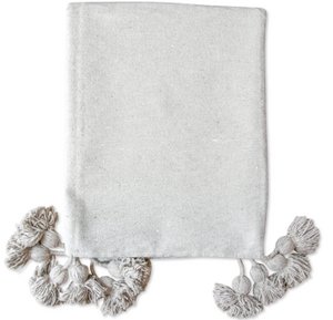 Moroccan pom pom blankets Creme - handwoven - made out of cotton and wool