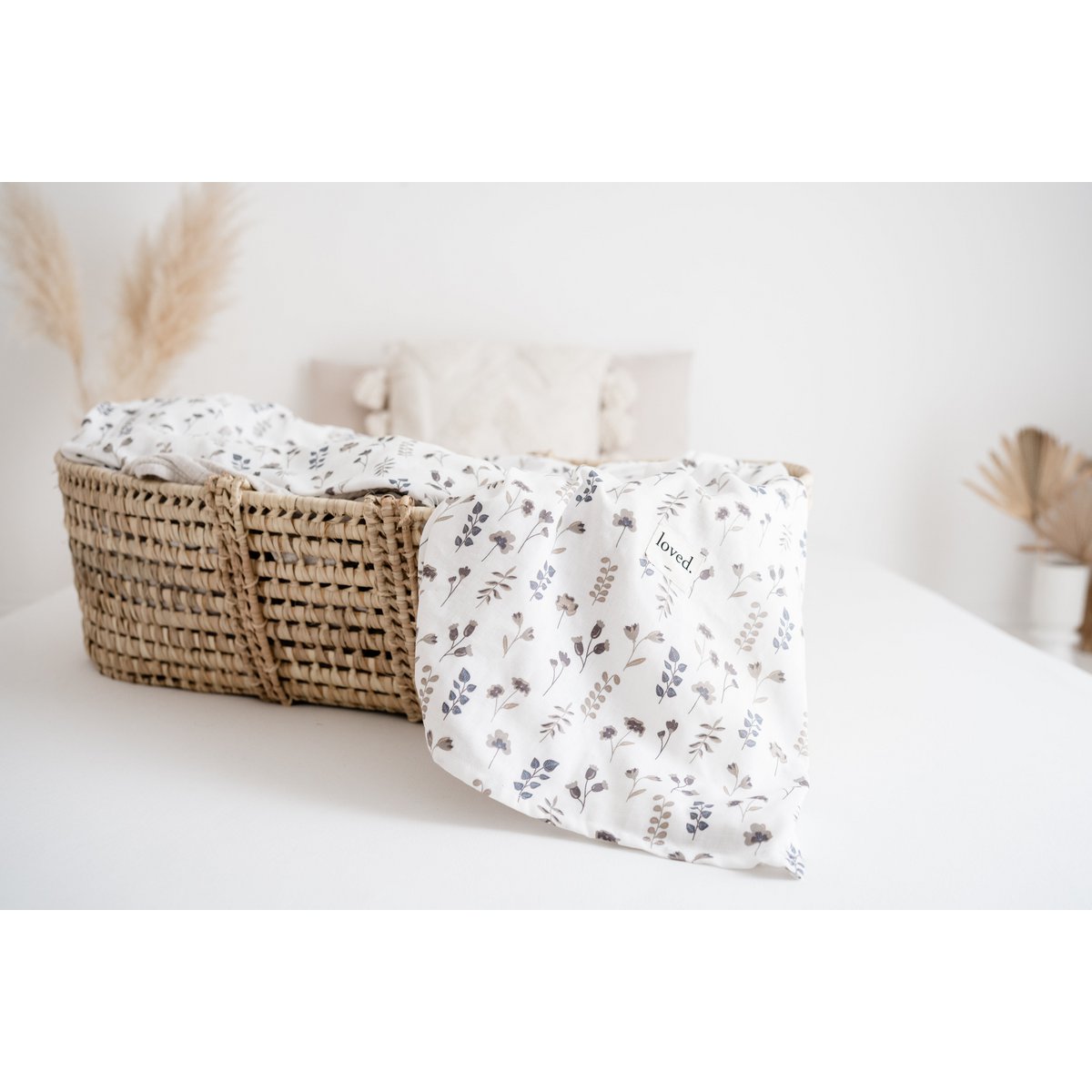 Baby blanket ORGANIC muslin cloth 120x120cm dried flowers