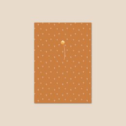 Greeting card with white hearts on an orange background.