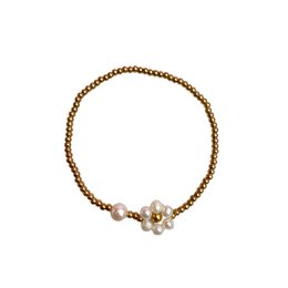 Armbånd | Perleblomst | rustfri stålperler guld