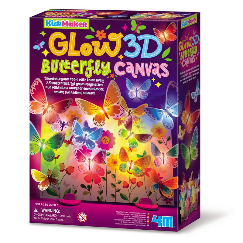 Toile avec papillons lumineux 3D