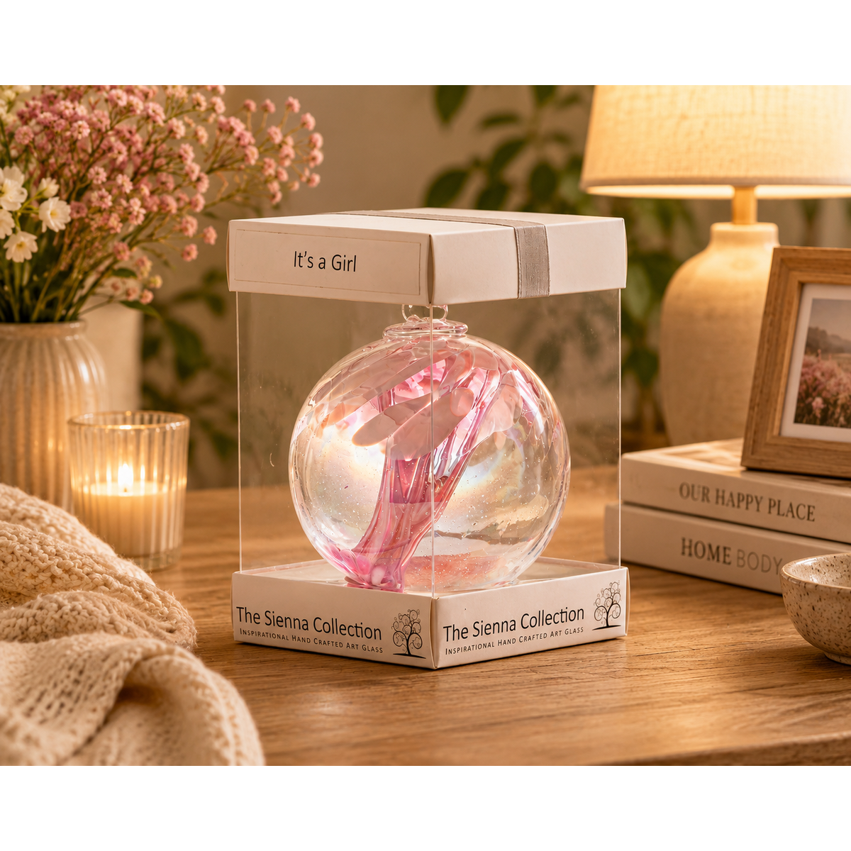 10cm Spirit Ball - 'It's a Girl!' - Pastelroze