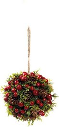 Christmas piece closed Christmas wreath | ø 13 cm | Christmas ball for wall or door mounting | Red