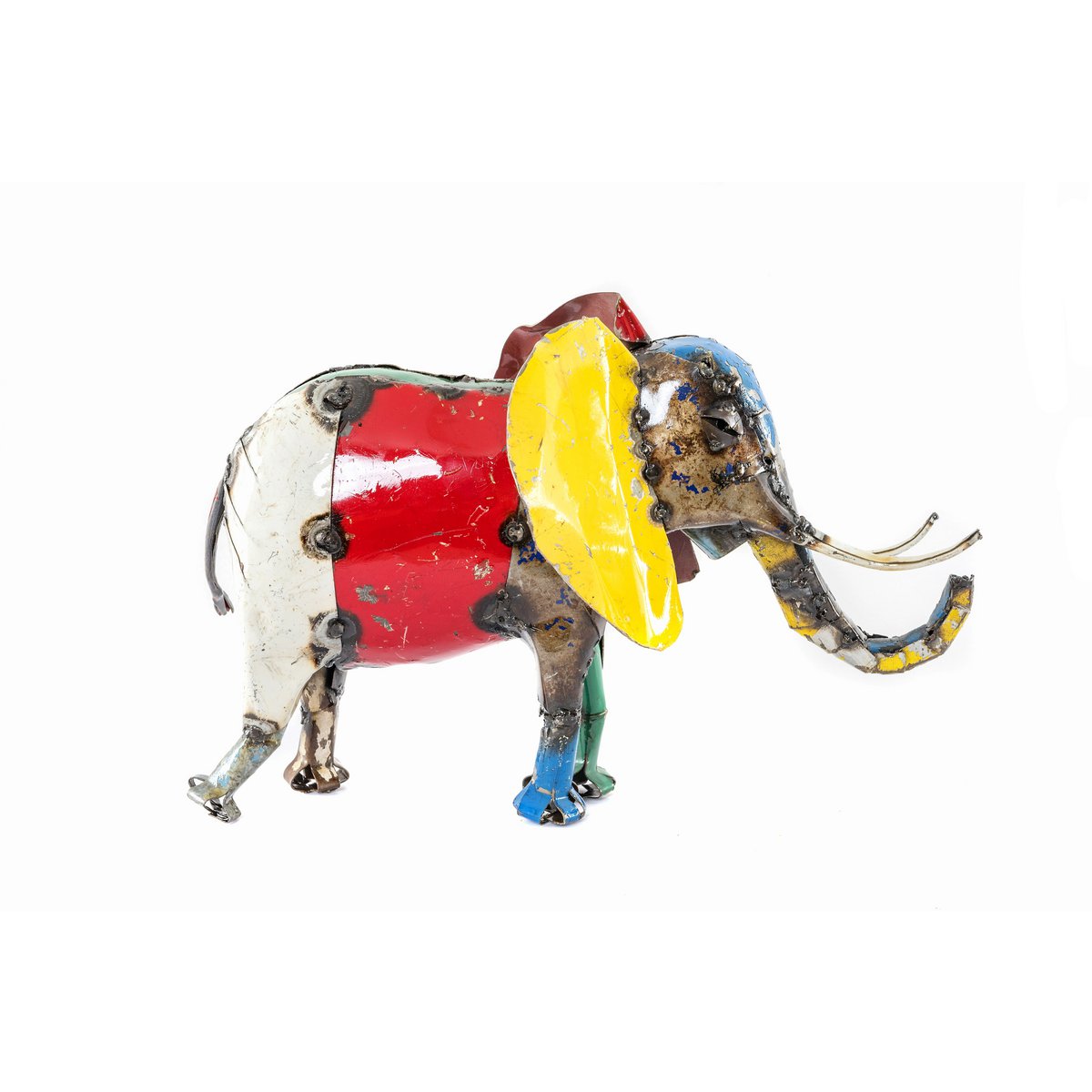 ZIMBA-ARTS METALEN GROTE KLEURRIJKE OLIFANT