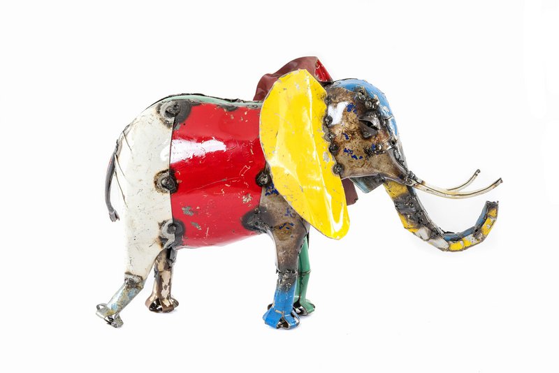 ZIMBA-ARTS METALEN GROTE KLEURRIJKE OLIFANT