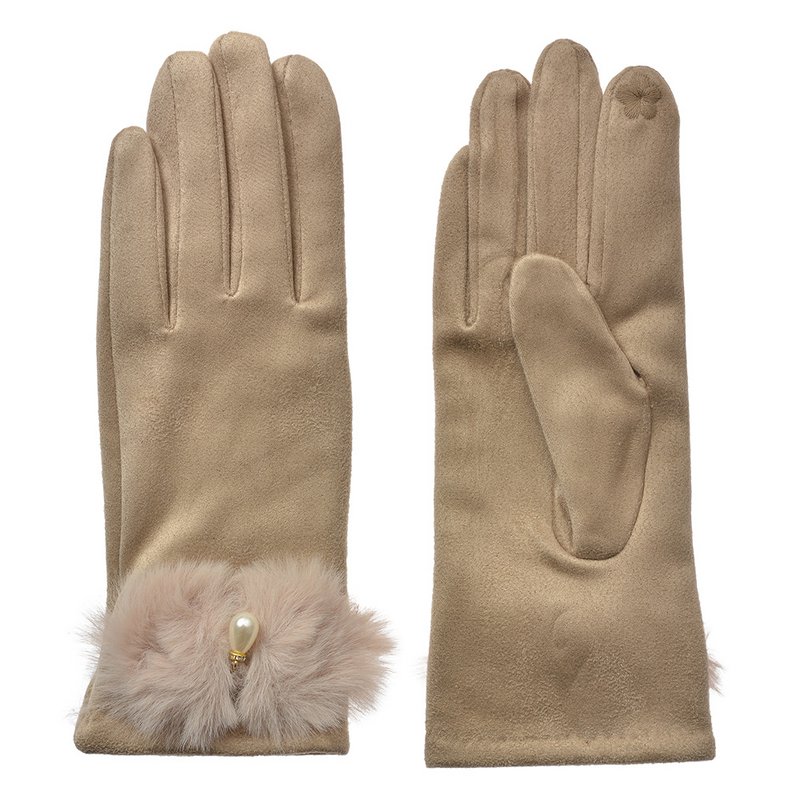 Gloves winter 9x23 cm Beige polyester