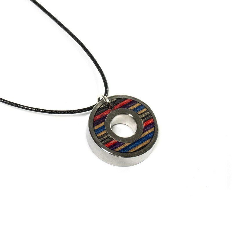 Skateboard houten lager hanger ketting, gerecycleerde skateboards en roestvrij staal, unisex