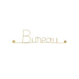 Door plate in golden brass wire "Office" - Wall decoration to pin - Wall jewelry