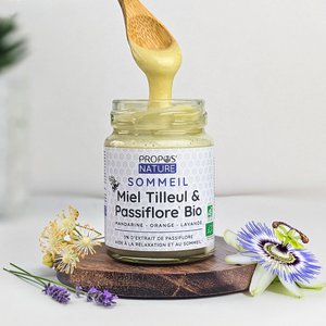 Organic sleep mixture - linden honey - passiflore - lavender and mandarin essential oil -125g