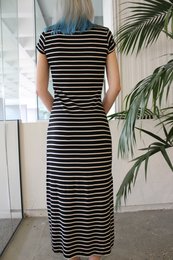 Dress in black and white striped cotton