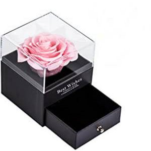 Eternal Rose Rose in Box Jewelery Box Blue, open