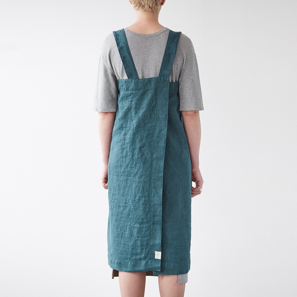 Deep Water Linen Pinafore Apron