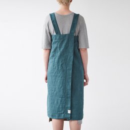 Deep Water Linen Pinafore Apron