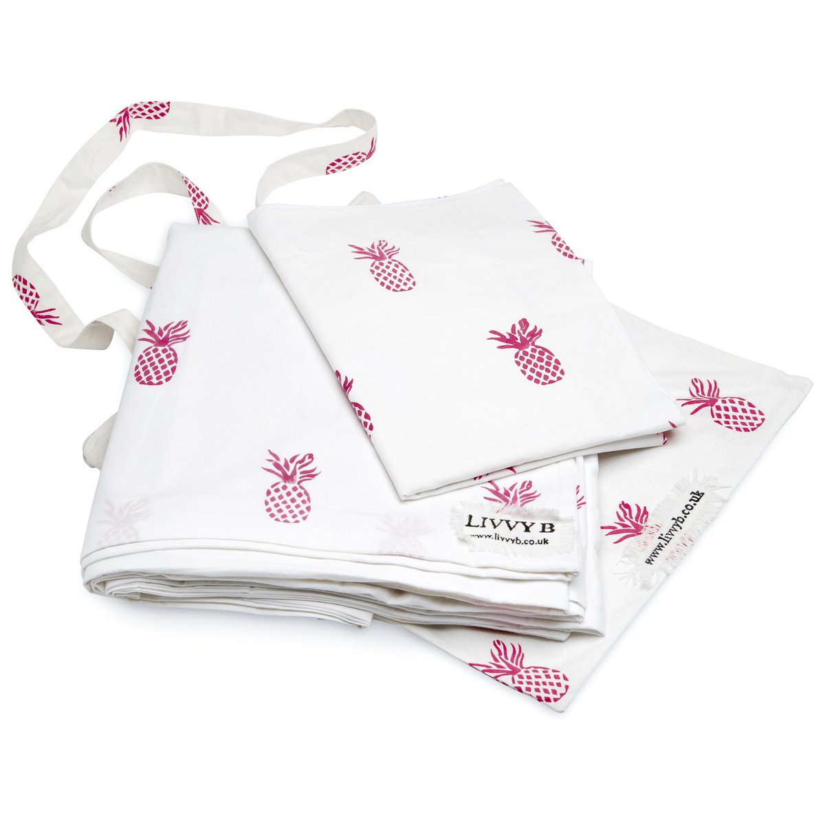 Ananas Bettbezüge und Kissenset Hot Pink
